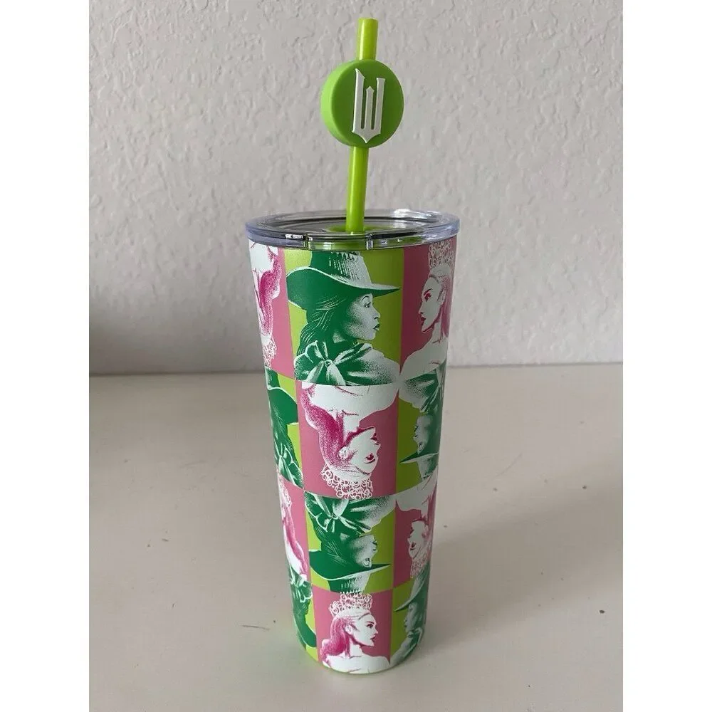 Universal Studios WICKED Elphaba‎ And Glinda Metal Tumbler With Straw NEW